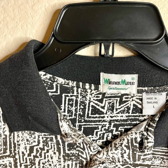 Vintage Winner Mate Sportswear Golf Polo Tribal Aztec Print Short Sleeve Shirt L - Picture 2 of 5